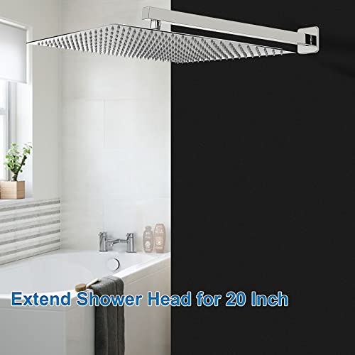 Shower Arm, Rain Shower Head Extension Extender, With Flange and Teflon Tape, Made of Thicken Stainless Steel for Bathroom Rainfall Shower (20 Inch, Chrome) - color: Chrome, style: 20 Inch