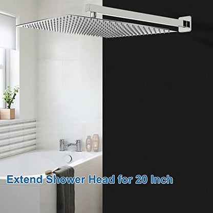Shower Arm, Rain Shower Head Extension Extender, With Flange and Teflon Tape, Made of Thicken Stainless Steel for Bathroom Rainfall Shower (20 Inch, Chrome) - color: Chrome, style: 20 Inch