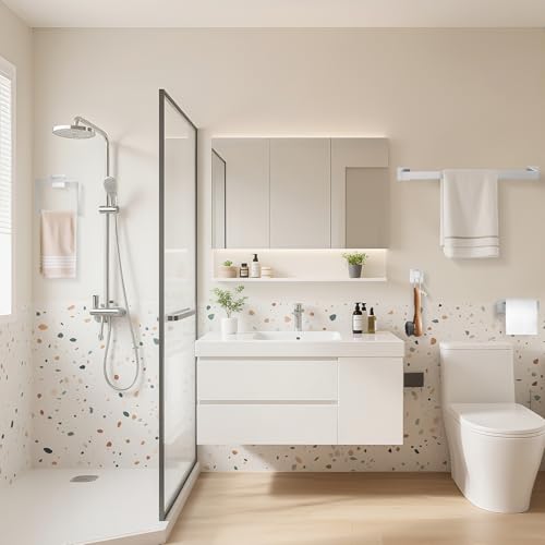 TURS 5-Piece Bathroom Hardware Set Brushed Nickel Towel Bar Set 23.6inch Bath Towel Holder Sets SUS 304 Stainless Steel Wall Mounted Towel Rack Sets for Bathroom. - color: Brushed Nickel, size: Set D