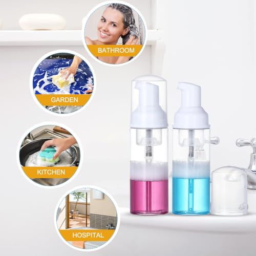 35 Pack 2 oz Foam Pump Bottles, Refillable Soap Dispenser, Daily Use | Clear foam pump bottle for diluted liquid soap, facial cleanser, body wash, shampoo, bathroom, kitchen, vanity and travel use - color: Clear