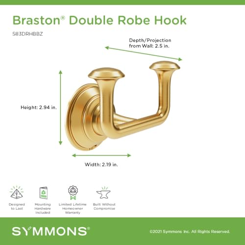 Symmons Braston Wall Mounted Double Robe and Towel Hook in Brushed Bronze - color: Brushed Bronze