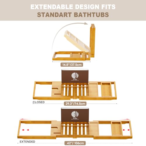 Bathtub Tray Caddy, Expandable Wooden Bathroom, Luxury Bamboo Bathtub Tray, Bath Tub Table Caddy, Bamboo