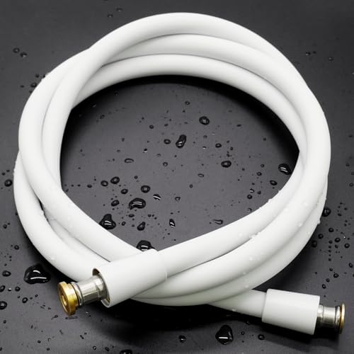Silicone Shower Hose Extra Long, 119 Inches Ultra-Soft Shower Hose Extension, Anti-Kink Designed Handheld Shower Head Hose Replacement with Brass Insert and Nut, White - color: White, size: 119 Inches
