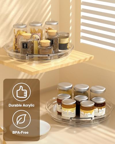 INCOSTAR 3 Pack Clear Lazy Susan Turntable 9'' & 11.8'' for Cabinet | Two-Tier Spinning Organizer, Space-Saving Pantry Storage Rack, Clear Durable Plastic, Makeup & Bathroom - size: 2-Tier & 2 Pack