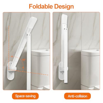 SPECILITE Heavy Duty Toilet Grab Bar - 440lb Sturdy Support, Safety Rails with Non-Slip Waterproof handrail & Night Glow Strips, Space Saving Flip-Up Design for Elderly, Disabled, Pregnant & Injury