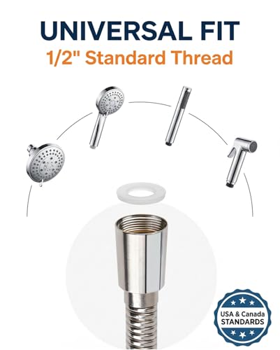 Extra Long 196 Inch Shower Hose, Flexible Stainless Steel Handheld Shower Hose, with Brass Insert and Nut - size: 196 inches