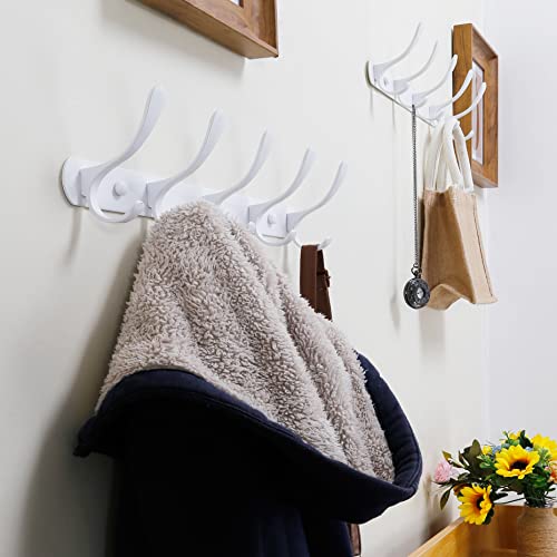 SKOLOO Coat Rack Wall Mount White- Modern, Metal Wall Coat Rack with 5 Hooks, Sturdy Wall Mounted Coat Hooks for Hanging Coat, Jacket, Clothes, Hats - color: White
