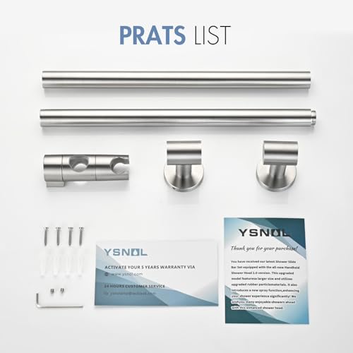 Shower Slide Bar 30-Inch with Adjustable Handheld Shower Head Holder for Bathroom Wall Mount SUS 304 Stainless Steel Brushed Nickel Finish