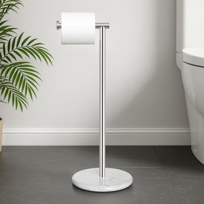 KES Toilet Paper Holder Stand with Modern Natural Marble Base | Freestanding Toilet Paper Tissue Roll Holder, SUS304 Stainless Steel Polished Finish, BPH284S1 - color: Polished Finish, size: 20.6"H