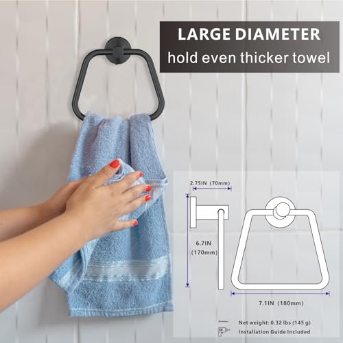 Bath Towel Ring, Bathroom Hardware Towel Holder, Matte Black Towel Ring for Bathroom, Modern Trapezoid Wall Mounted Towel Hanger, 304 Stainless Steel (Black) - color: Black