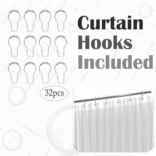 Clawfoot Tub Short Shower Curtain or Liner 180x60 Inch with 12 Magnets Wrap Around Shower Liner Extra Wide PEVA Shower Curtain Sets 32 Metal Hooks Included