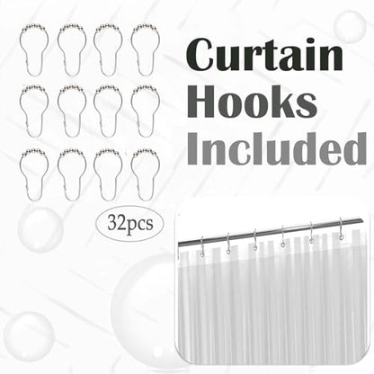 Clawfoot Tub Short Shower Curtain or Liner 180x60 Inch with 12 Magnets Wrap Around Shower Liner Extra Wide PEVA Shower Curtain Sets 32 Metal Hooks Included