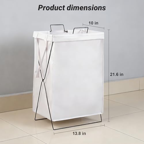 13-Gallon Slim Laundry Hamper – Collapsible Clothes Basket for Bedroom, Bathroom, Dorm & Apartment, Foldable Laundry Bin with X-Shaped Steel Support