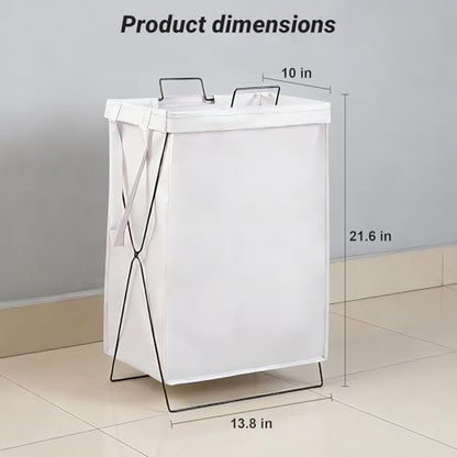 13-Gallon Slim Laundry Hamper – Collapsible Clothes Basket for Bedroom, Bathroom, Dorm & Apartment, Foldable Laundry Bin with X-Shaped Steel Support