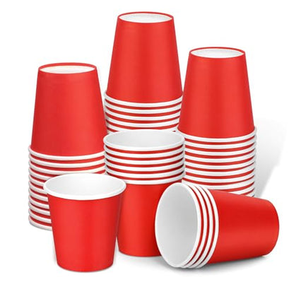 50 Pack 3 oz Paper Cups, Small Bathroom Cups Disposable Cups | Small Bathroom Cups, Mini Disposable Cup for Espresso Snack Bathroom, Party Travel Picnic BBQ - color: Red, size: 50 Count
