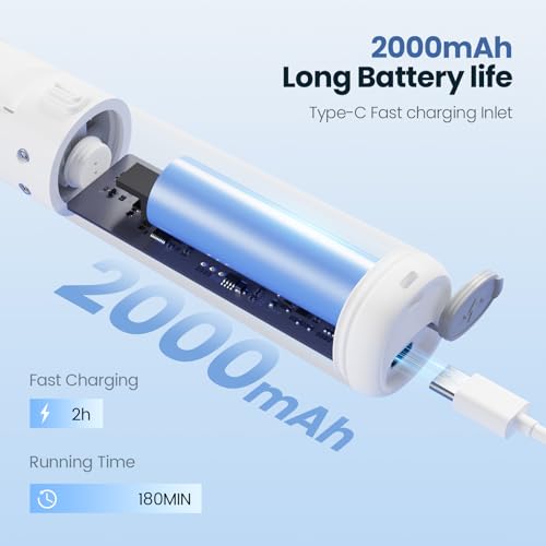 UNIWA Electric Spin Scrubber Cordless with 4 Replaceable Head, 3-Speeds | Electric Scrubber for Cleaning Bathroom/Kitchen/Tub/Dish/Shower/Cup, Mini Power Scrubber Tool, IPX6 Waterproof, Rechargeable