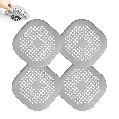 4 Pieces Drain Covers Hair Stopper for Shower Drain Bathtub Stopper Home Drain Protectors with Sucker Water Trap Sink Cover for Bathroom Bathtub and Kitchen (2 Gray+2 Gray) - color: 4 Pcs Grey