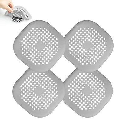 4 Pieces Drain Covers Hair Stopper for Shower Drain Bathtub Stopper Home Drain Protectors with Sucker Water Trap Sink Cover for Bathroom Bathtub and Kitchen (2 Gray+2 Gray) - color: 4 Pcs Grey
