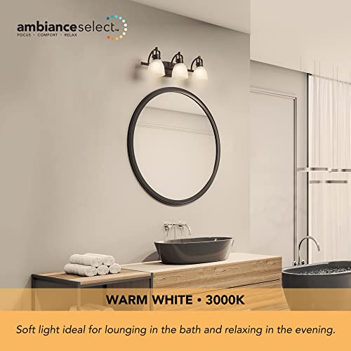 Globe Electric 52090 Gilroy 3-Light 25W Integrated LED Vanity Light with Selectable Color Temperature, Matte Black, Frosted Glass Shades, 1780 Lumens, 3000K-4000K-5000K Switch, Energy Star Certified - color: Matte Black, Frosted Glass