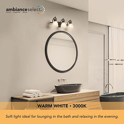 Globe Electric 52090 Gilroy 3-Light 25W Integrated LED Vanity Light with Selectable Color Temperature, Matte Black, Frosted Glass Shades, 1780 Lumens, 3000K-4000K-5000K Switch, Energy Star Certified - color: Matte Black, Frosted Glass