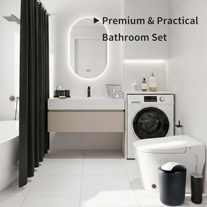 Bathroom Accessories Set with Shower Curtain Makeup Bags 12pcs | with 2 Makeup Bags, Trash Can, Toilet Brush Set, Soap Dispenser Toothbrush Holder Set, Tray, Q-tip Holder - size: Bath Set Makeup Bag