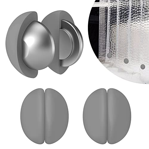 VANZAVANZU 3 Pairs Shower Curtain Weights, Silicone Wrapped Magnets, Heavy Duty Magnets Prevent Curtain Liner from Blowing, Rust-Free, Gray - color: Grey, size: 1.2"W x 1.2"L (Pack of 3)