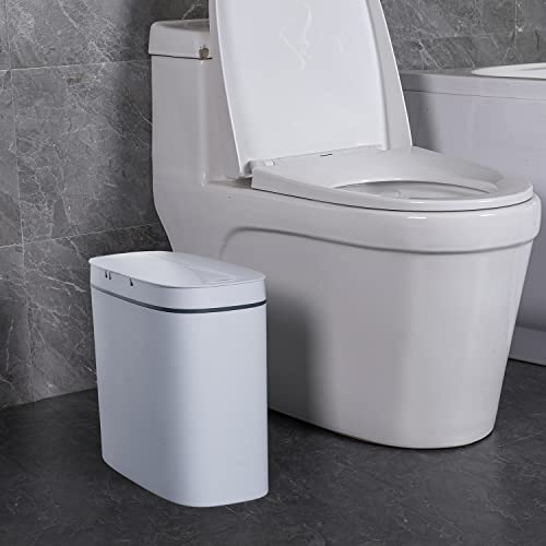 Sooyee 14 Liter Automatic Trash Can with lid,3.6 Gallon Touchless Trash Can or Kick,Garbage Cans for Kitchen,Bathroom,Office,Bedroom,Living Room,White - color: 14L White