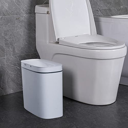 Sooyee 14 Liter Automatic Trash Can with lid,3.6 Gallon Touchless Trash Can or Kick,Garbage Cans for Kitchen,Bathroom,Office,Bedroom,Living Room,White - color: 14L White