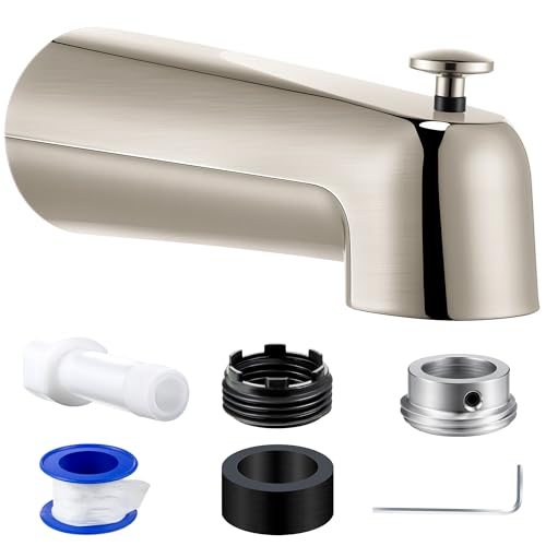 7″ Tub Spout Universal Fits,with Diverter,Brushed Nickel | Fits 1/2" Copper Pipe, 1/2" IPS and 3/4" IPS, Bathroom Bathtub Faucet with Adapters and Hex Wrench - color: Brushed Nickel, style: With Diverter