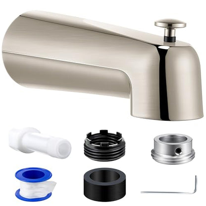7″ Tub Spout Universal Fits,with Diverter,Brushed Nickel | Fits 1/2" Copper Pipe, 1/2" IPS and 3/4" IPS, Bathroom Bathtub Faucet with Adapters and Hex Wrench - color: Brushed Nickel, style: With Diverter
