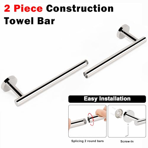 NearMoon Bath Towel Bar, Thicken Stainless Steel Shower Towel Rack Holder Wall Mounted for Bathroom, 26-lnch Overall Length-24-lnch Usable Hanging Space (1 Pack, Chrome Finish) - color: Chrome Finish, size: 26 Inch