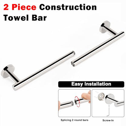 NearMoon Bath Towel Bar, Thicken Stainless Steel Shower Towel Rack Holder Wall Mounted for Bathroom, 26-lnch Overall Length-24-lnch Usable Hanging Space (1 Pack, Chrome Finish) - color: Chrome Finish, size: 26 Inch