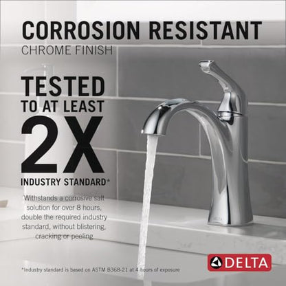Delta Arvo Chrome Bathroom Faucet 1 Hole, Single Hole Bathroom Sink Faucet for Vanity, Push-Pop Drain Assembly, Chrome 15840LF - color: Chrome