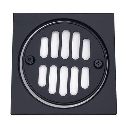 Westbrass R313-62 Square Brass Shower Tile with Round Strainer Grid Drain Cover and Crown Ring, Matte Black - color: Matte Black, size: 1-Pack