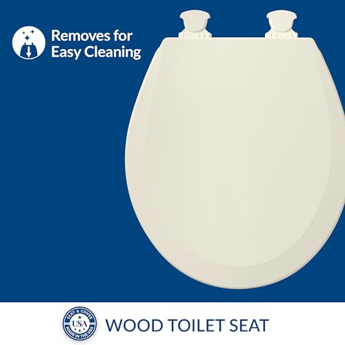Bemis 500EC Durable Wood Toilet Seat with Easy Clean Hinges, Made in USA, Round, Biscuit (Pack of 2) - color: Biscuit, size: Round (Pack of 2)