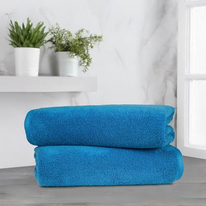 Amazon Basics 2-Piece Quick-Dry Oversize Bath Towel, 100% Cotton, 54" x 30", Lake Blue - color: Lake Blue, size: 2 Piece, style: Bath Towel (Pack of 2)