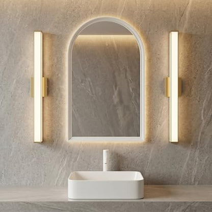 URSOLA 48" Modern LED Bathroom Light Fixtures, Golden 3CCT Dimmable Bathroom Vanity Light Over Mirror, Bathroom Vanity Bath Bar Lights with Double Layer Acrylic Shade - color: Golden, size: 48inch