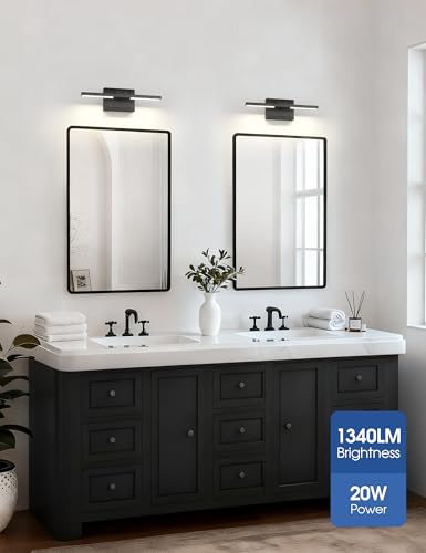 VOLISUN Bathroom Vanity Light 15.7 inch, Vanity Light Bar-ETL Certified | 5CCT Dimmable, 20W LED, Black Bathroom Light Fixture Over Mirror, For Mirror Cabinets - size: 15.7 inch