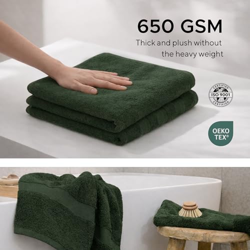 Luxury Hotel & Spa, Turkish Cotton Dark Green Towels Bathroom Sets | 6 Pieces Dark Green Bath Towels Soft and Absorbent Green Towel Set for Your Bathroom - color: Dark Green