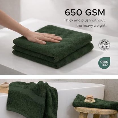 Luxury Hotel & Spa, Turkish Cotton Dark Green Towels Bathroom Sets | 6 Pieces Dark Green Bath Towels Soft and Absorbent Green Towel Set for Your Bathroom - color: Dark Green