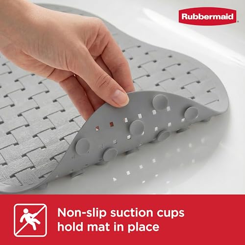 Rubbermaid INSTAMAT Bath Tub Shower Mat, Non-Slip Tub Mat with Suction Cups, Bath Mat Hangs on Showerhead for Quick Dry, 27.2 x 15.2 Inch, BPA-Free, Easy to Clean, for Inside Tub or Shower, Grey - color: Grey