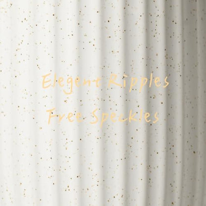 Speckled White Ceramic Foam Dispenser, Rippled Shape Gold Top | Modern Minimal Design, Subtle Bathroom Upgrade, Elegant Gold Accent, Marble Decor Match, Soft Foam Pump, 12 oz Capacity - color: White, Golden