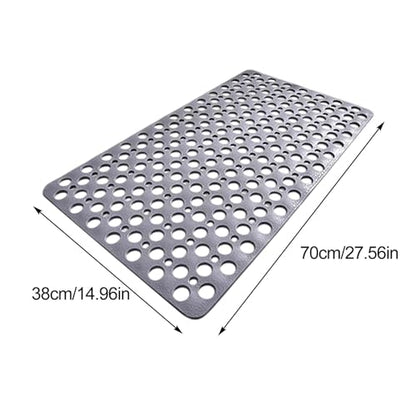 Bath Mat for Tub, 28 X 15 Inches Easy Clean Non Slip Machine Washable Large Bathroom Mat Set with Suction Cups and Drain Holes,Durable Grey Bath Mat for Home,Bathroom,Inside Shower Floor,Bathtub - color: Grey