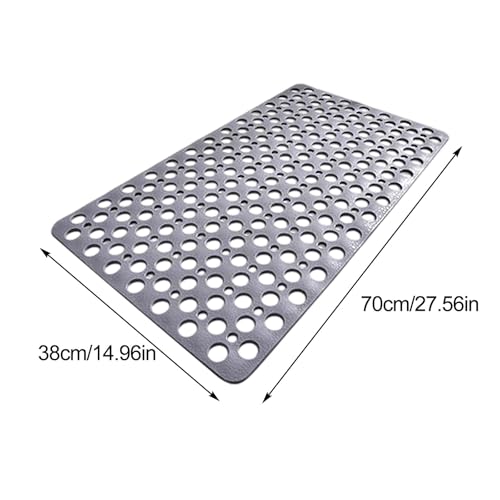 Bath Mat for Tub, 28 X 15 Inches Easy Clean Non Slip Machine Washable Large Bathroom Mat Set with Suction Cups and Drain Holes,Durable Grey Bath Mat for Home,Bathroom,Inside Shower Floor,Bathtub - color: Light Blue
