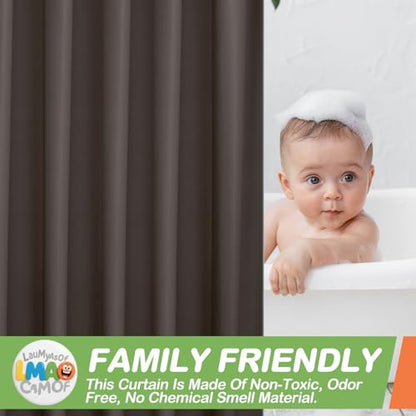 2 Pack | Taupe Plastic Shower Curtain Or Liner, 72x72 Inch Lightweight Plastic Bathroom Shower Showroom Inner Curtain with Rustproof Metal Grommet Holes and Weighted Magnets - color: Taupe