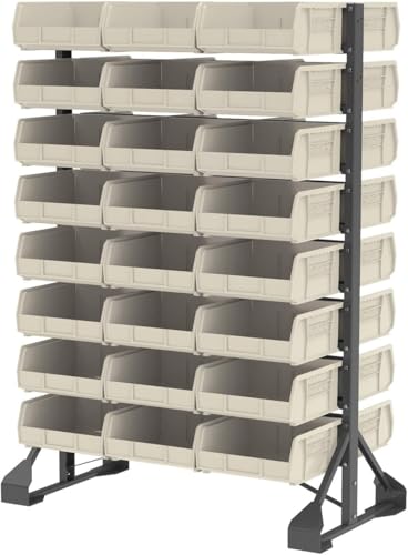 Akro-Mils 30235 AkroBins Plastic Storage Bins, 11"x11"x5", Stone, 6-Pack | Space-Saving Stackable Bins for Garage, Pantry, Craft Organization - color: Stone