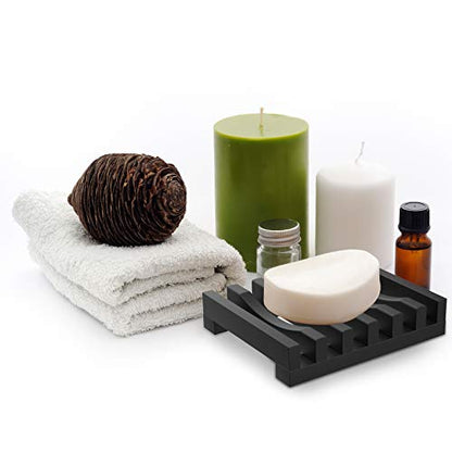 2Pcs Soap Dish Holder, Non-Slip Bathroom Accessories Silicone Soap Case Saver, Sink Deck Bathtub Shower Dish Soap Drainer, Silicone Holder for Soap, Sponges, Scrubber (Black) | Anti-Slip, Quick-Drying, Soap Holder for Kitchen Shower Room Bathroom - color: