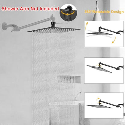 NearMoon Rain Shower Head, High Flow Stainless Steel Square Rainfall Shower, High Pressure Design, Awesome Shower Experience Even At Low Water Flow (10 Inch, Matte Black) - color: Matte Black, size: 10 Inch Square