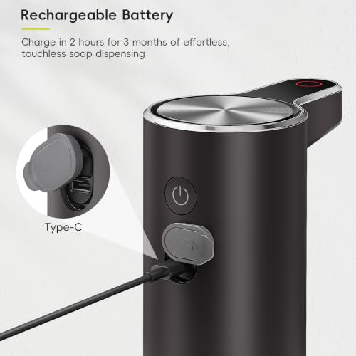 EKO Aroma Touchless Automatic Soap Dispenser for Bathroom and Kitchen, Liquid Hand Soap Dispenser, Water-Resistant and Rechargeable, 9 fl oz (Dark Grey) - color: Dark Grey, size: 9 oz (Standard Rechargeable)