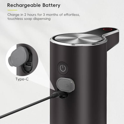EKO Aroma Touchless Automatic Soap Dispenser for Bathroom and Kitchen, Liquid Hand Soap Dispenser, Water-Resistant and Rechargeable, 9 fl oz (Dark Grey) - color: Dark Grey, size: 9 oz (Standard Rechargeable)